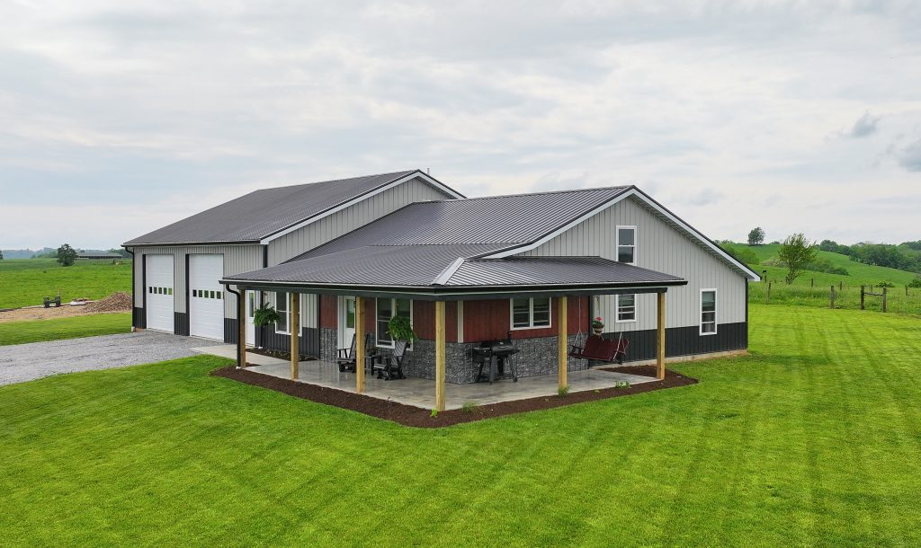 House and garage wrapped in metal