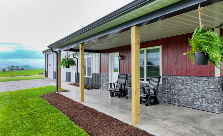 House with metal porch ceiling