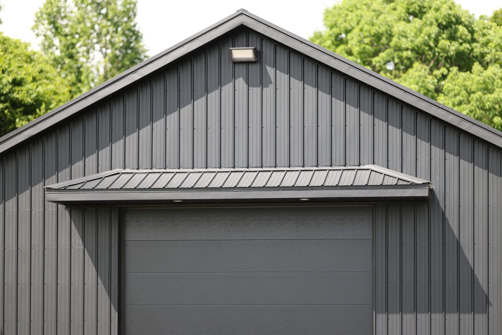 Metal siding and roof on a new building