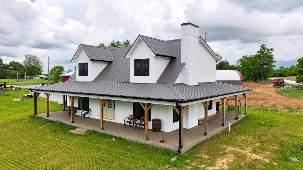 Metal roof on a new home