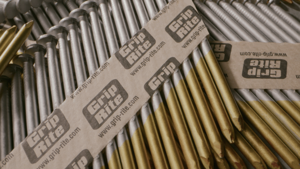 grip rite photo lifestyle collated finish nails pile closeup